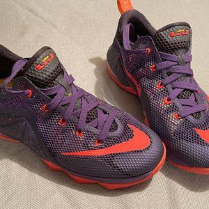 Nike Lebron 12 Low Youth Shoes Court Purple / Bright Crimson Size 6Y